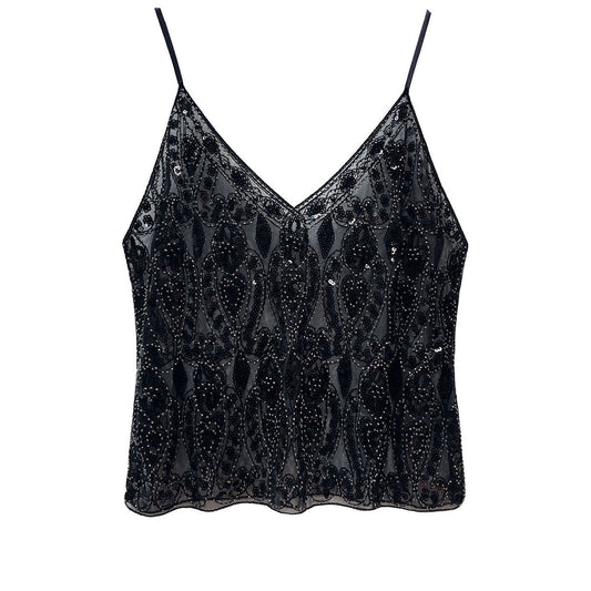 Heavy Embroidery Sequins Vest Shiny Small Sling