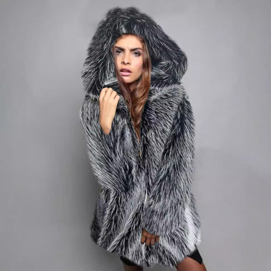 Loose Trendy Mid-length Fur Coat