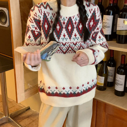 Loose Retro Idle Style Pullover Knitted Top