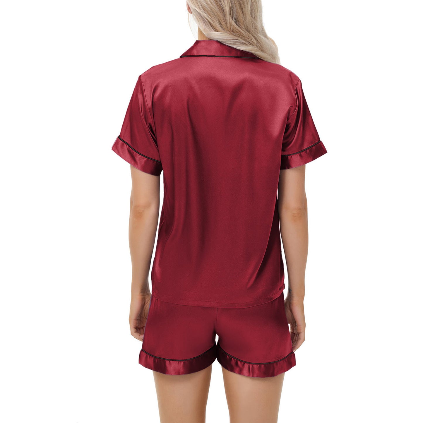 Ice Silk Women's Short Sleeve Satin Plus Size Pajamas