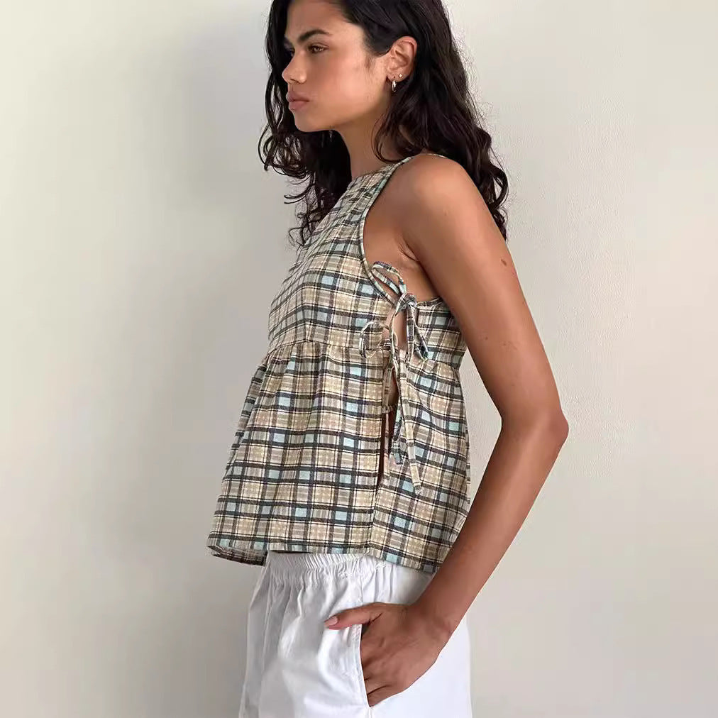 Strap Strap Sexy Checkered Top