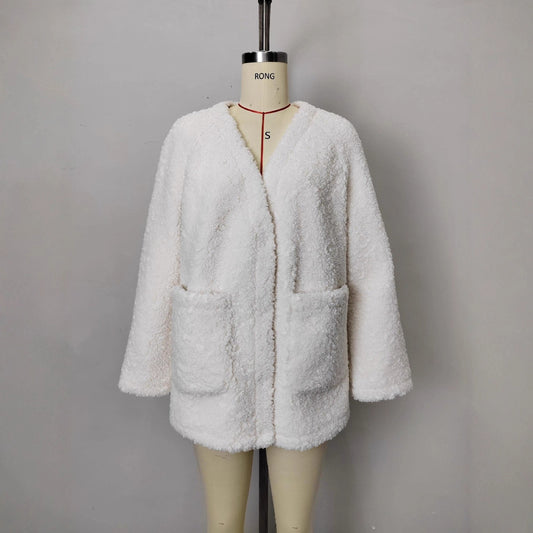 Fashionable Lamb Wool Velvet Padded Thickened Coat