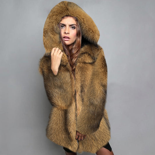 Loose Trendy Mid-length Fur Coat