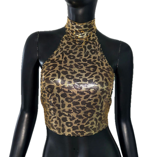 Leopard Print Vest Halter Sequin Sling Women