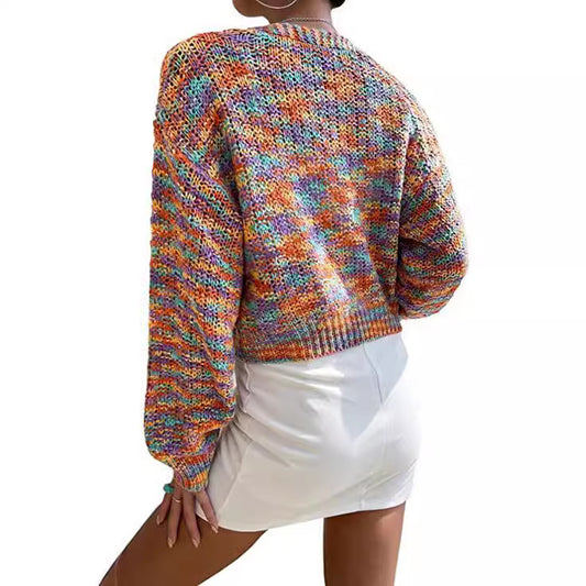 Women's Retro Colorized Sweater Casual Jacket