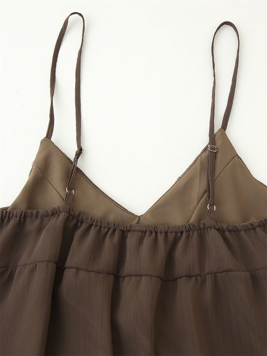 V-neck Beaded Sequins Embroidered Slip Top