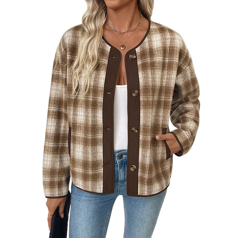 Women's Plaid Jacket Casual Plaid Cardigan