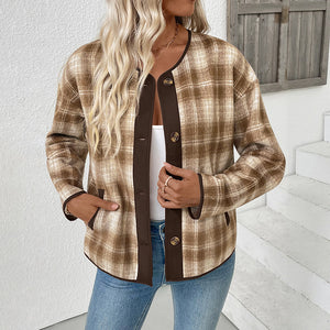 Women's Plaid Jacket Casual Plaid Cardigan