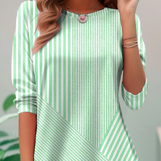 Plus Size Women's Cardigan Asymmetric Stripes Patchwork Top