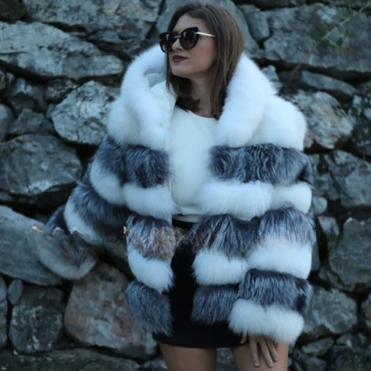Fashion Loose Fur Hooded Women's Coat