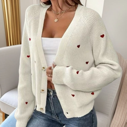 Women's Single-breasted V-neck Sweater Cardigan