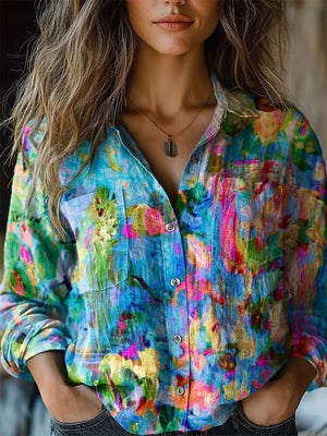 3D Digital Printing Women's Long-sleeved Blouse