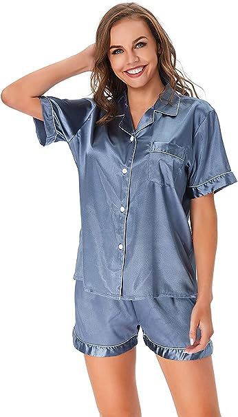 Ice Silk Women's Short Sleeve Satin Plus Size Pajamas