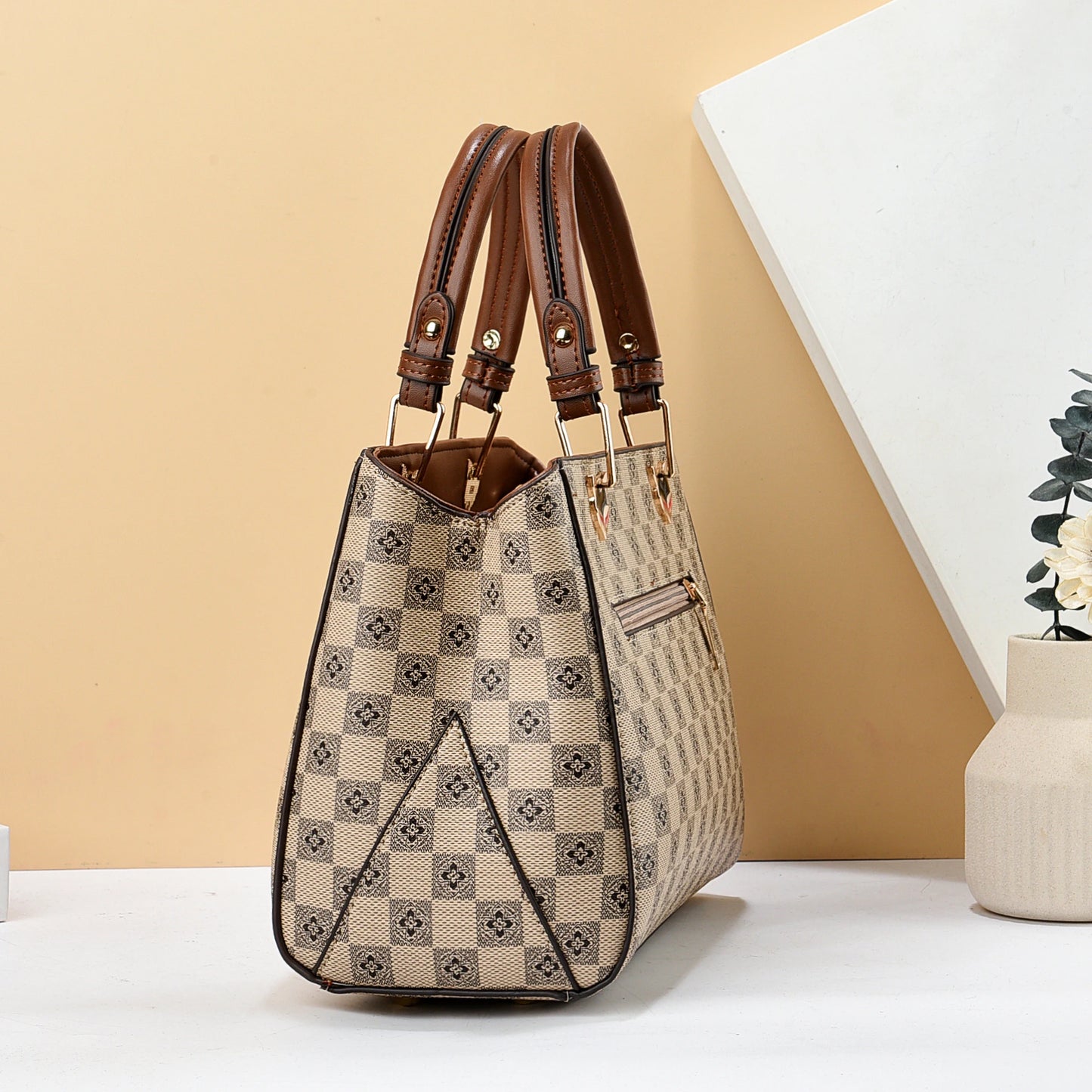 Trendy Colorblock Checkered Crossbody Bag