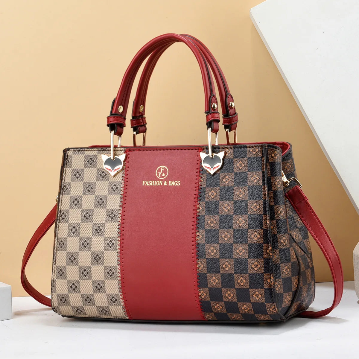 Trendy Colorblock Checkered Crossbody Bag