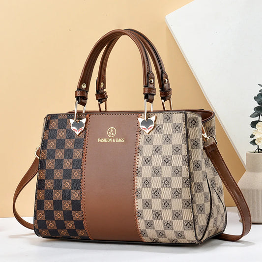Trendy Colorblock Checkered Crossbody Bag