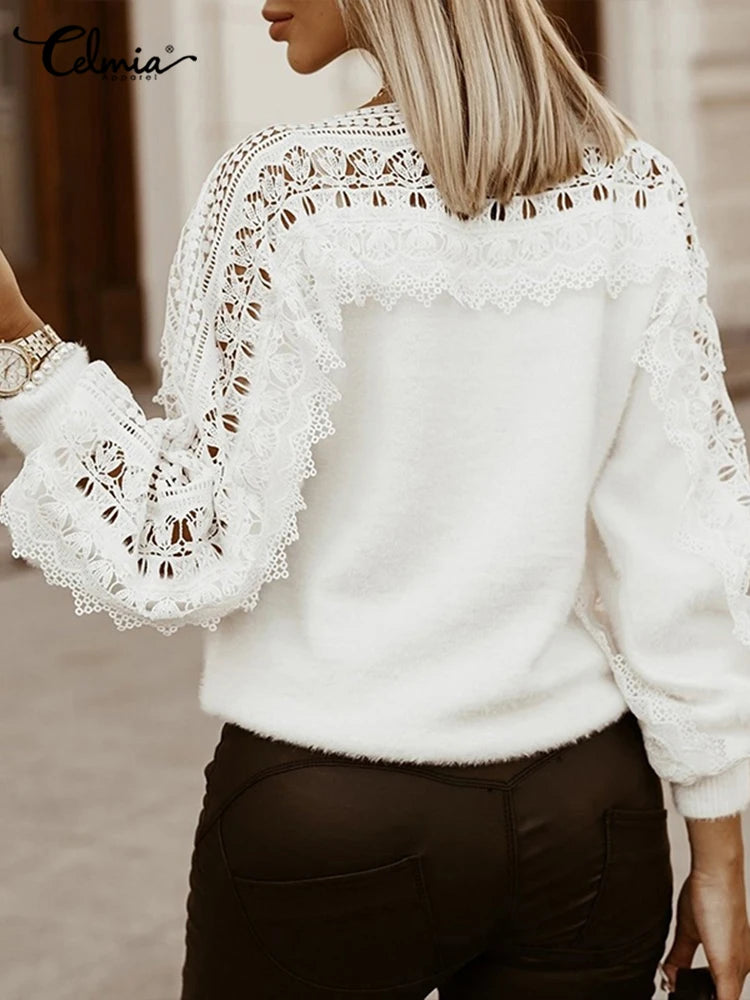 Celmia Elegant Lantern Sleeve Tunic