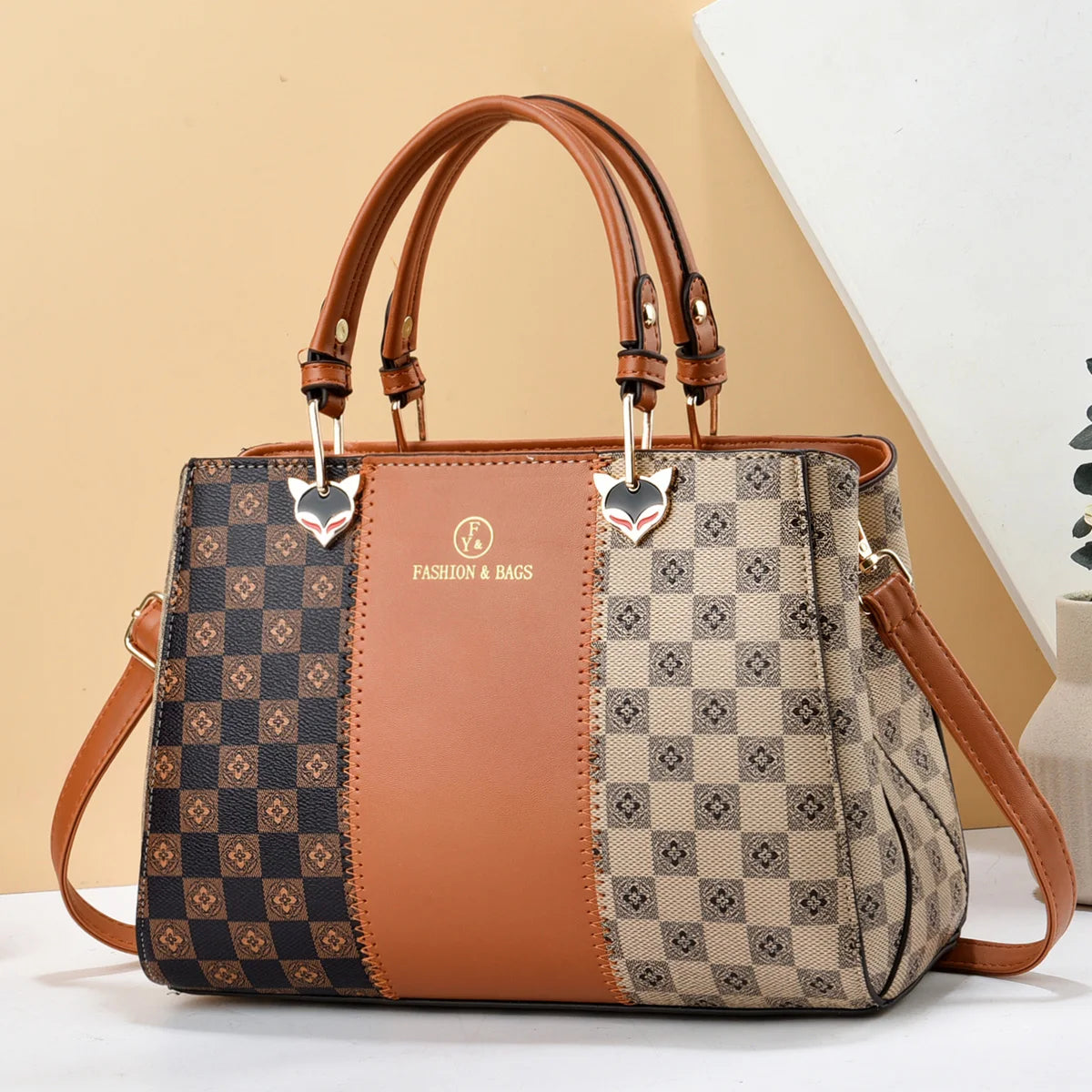 Trendy Colorblock Checkered Crossbody Bag