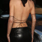 Fishnet Rhinestone Sling Top Two-piece Stitching