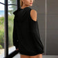 Women's Solid Color Long Sleeve Off-Shoulder Hoodie - Spring & Summer Fashion Casual Pullover Top