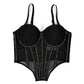 Sexy Mesh With Braces And Breast Pad Can Be Worn Outside Rhinestone Fishbone Plastic Bra