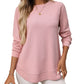 European And American Loose Waffle Casual All-match T-shirt Knitted Long Sleeve