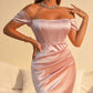 Off-shoulder Collar Spring Women's Mid-length Dress