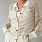 Hollow Single-breasted Lapel Oversized Knit Cardigan