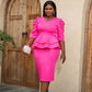 Pleated Sleeve Stitching Flab Hiding High Waist Dress