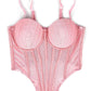 Sexy Mesh With Braces And Breast Pad Can Be Worn Outside Rhinestone Fishbone Plastic Bra