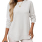 European And American Loose Waffle Casual All-match T-shirt Knitted Long Sleeve