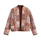 Women's Fashionable Printed Loose Leisure Short Cotton-padded Coat