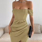 Off-shoulder Collar Spring Women's Mid-length Dress