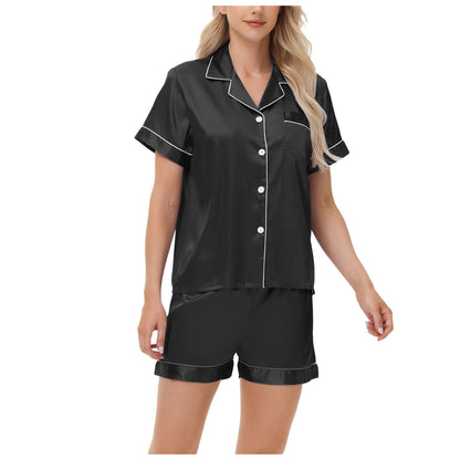 Ice Silk Women's Short Sleeve Satin Plus Size Pajamas