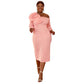 Elegant Bell Sleeve Three-dimensional Flower Dress Back Slit Dress