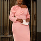 Elegant Bell Sleeve Three-dimensional Flower Dress Back Slit Dress