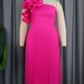 Shoulder Diagonal Collar Pleated Skirt