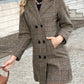 Fashion Women's Plaid Suit Collar Double Breasted Jacket