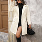 Pearl Fastener Decoration Solid Color Wool Coat Women