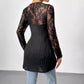Simple Fashion Lace Stitching Long Sleeve Irregular Hem T-shirt