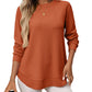 European And American Loose Waffle Casual All-match T-shirt Knitted Long Sleeve