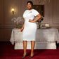 Embroidered Short Sleeve Banquet Party High Waist Dress