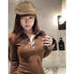 Polo Collar Long Sleeve Design Slim Fit Hot Girl Bottoming Shirt