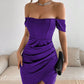 Off-shoulder Collar Spring Women's Mid-length Dress