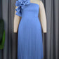 Shoulder Diagonal Collar Pleated Skirt