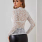 European And American Elegant Ruffled Single Layer Paisley Lace T-shirt
