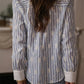 Women's French-style Elegant Blue And White Striped Long-sleeved Shirt
