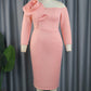 Elegant Bell Sleeve Three-dimensional Flower Dress Back Slit Dress
