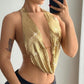Sequined Top Metal Vest Halterneck With Suspenders