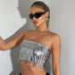 Camisole Tassel Top Metal Tube Top